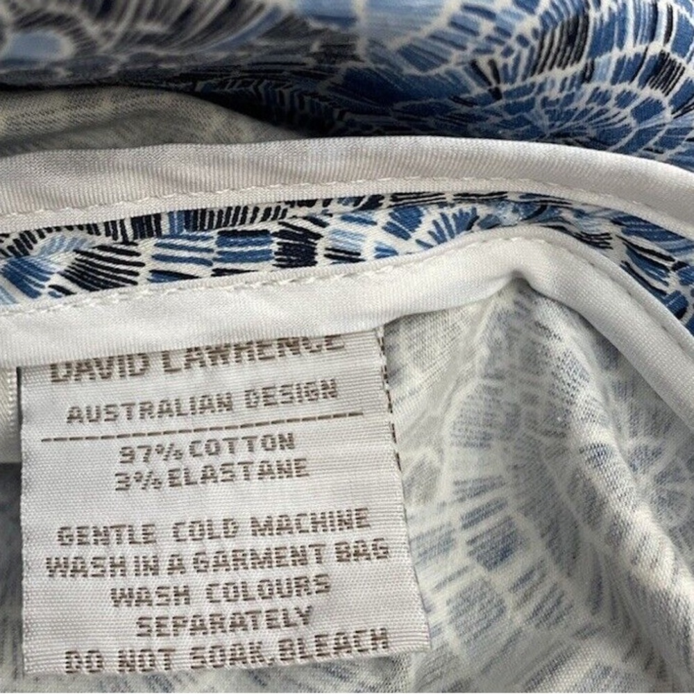 DAVID LAWRENCE Blue Cotton Printed Tie Front Sleeveless Midi Dress - Picture 14 of 14